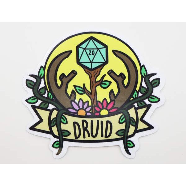 Table Top Cafe Banner Class Sticker: Druid