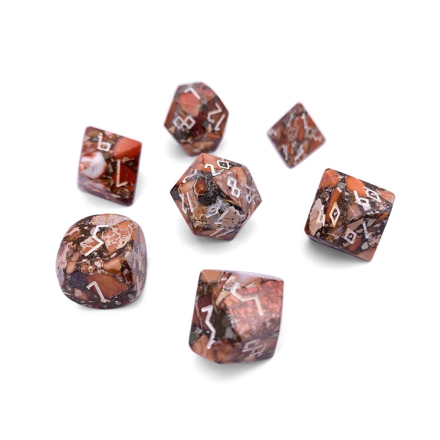 Table Top Cafe Norse Foundry Gemstone Dice: Bronze Orange Imperial Jasper