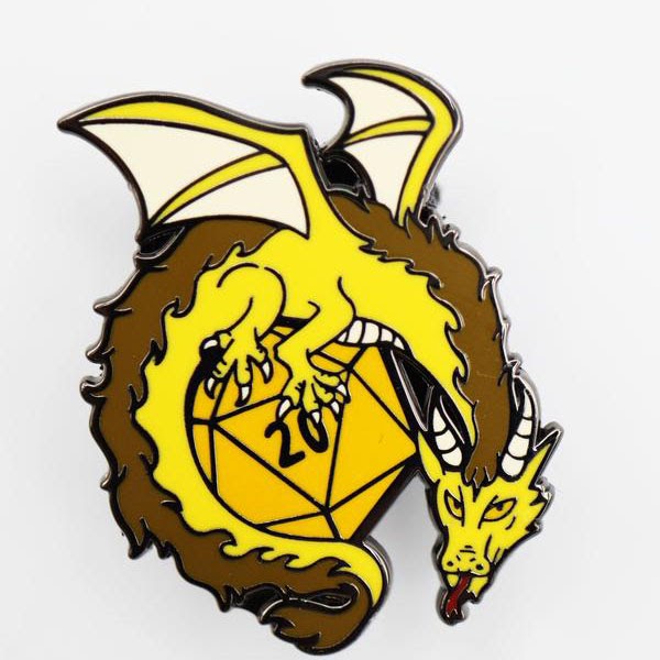 Table Top Cafe Dice Dragons Pin: Gold