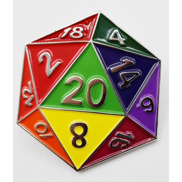 Table Top Cafe Rainbow D20 Enamel Pin
