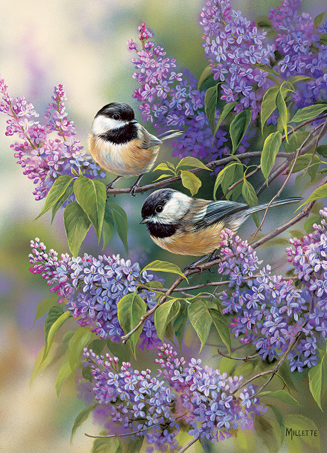 Table Top Cafe Puzzle: 1000 Chickadees and Lilacs