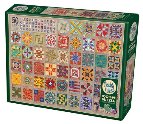Table Top Cafe Puzzle: 1000 50 States Quilt Blocks