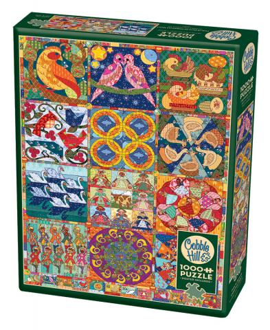 Table Top Cafe Puzzle: 1000 Twelve Days of Christmas Quilt